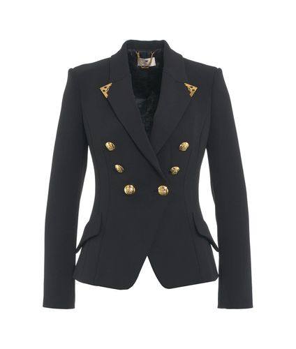 Stretch Crêpe Double-breasted Jacket - Elisabetta Franchi - Modalova