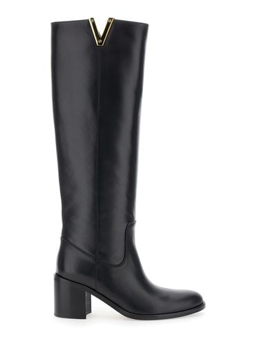 Heeled Knee Boots In Leather Woman - Via Roma 15 - Modalova