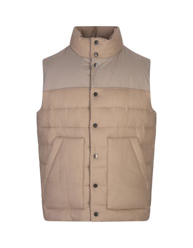 Beige Quilted Cashmere Padded Gilet - Kiton - Modalova