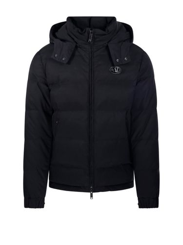 Valentino Logo Plaque Zip-up Coat - Valentino Garavani - Modalova