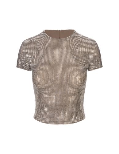 Beige Short-sleeved Top With Crystals - Giuseppe di Morabito - Modalova