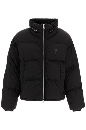 Down Jacket With Logo Patch - Ami Alexandre Mattiussi - Modalova