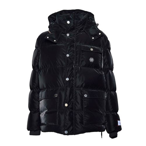 Hooded Satin Down Jacket - Philipp Plein - Modalova