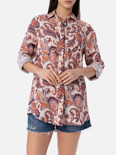 Woman Linen Shirt Alodie With Paisley Print And Pockets - MC2 Saint Barth - Modalova