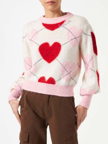 Woman Brushed Striped Sweater With Heart Pattern - MC2 Saint Barth - Modalova