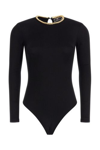 Chain Embellished Crewneck Bodysuit - Elisabetta Franchi - Modalova