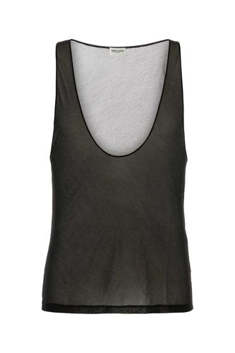 Black Jersey See-through Tank Top - Saint Laurent - Modalova