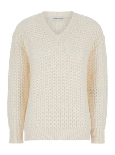 V Neck Sweater In Cotton Blend Woman - Alberta Ferretti - Modalova