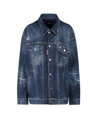 Denim Jacket With Rhinestone Embellishment - Dsquared2 - Modalova