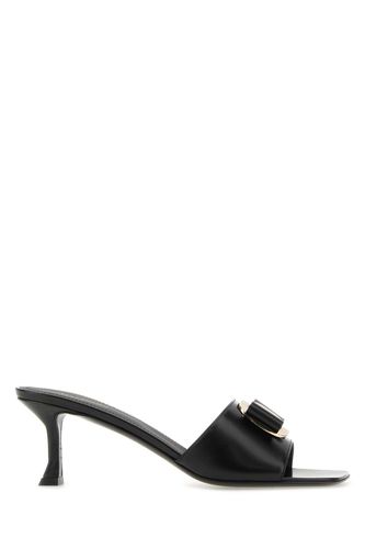 Ferragamo Black Leather Zelie Mules - Ferragamo - Modalova