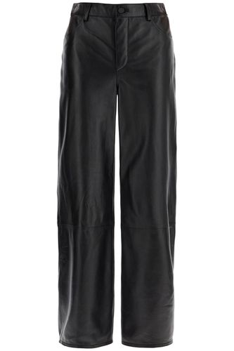 High-waisted Wide-leg Black Leather Pants - Loulou Studio - Modalova