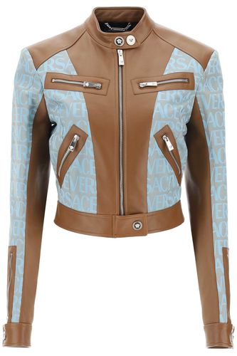 Allover Lamb Leather Biker Jacket - Versace - Modalova