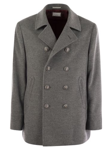 One-and-a-half-breasted Cashmere Coat With Metal Buttons - Brunello Cucinelli - Modalova