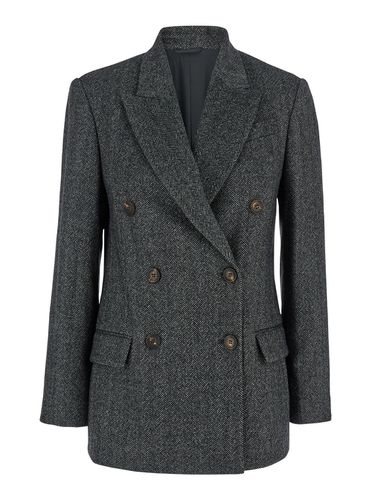 Double-breasted Jacket With Herringbone Pattern In Wool Woman - Brunello Cucinelli - Modalova