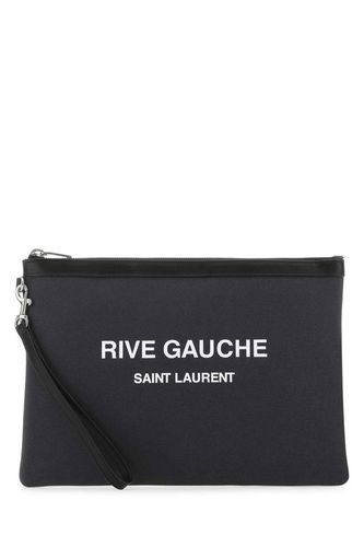 Charcoal Canvas Rive Gauche Clutch - Saint Laurent - Modalova