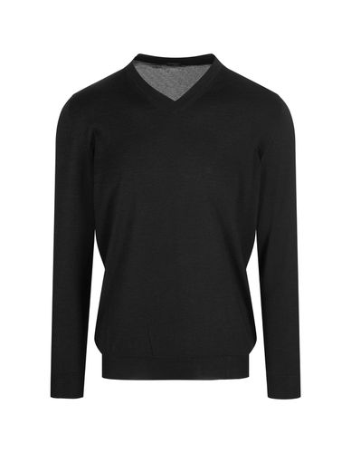 Anthracite Silk And Cashmere V-neck Pullover - Kiton - Modalova