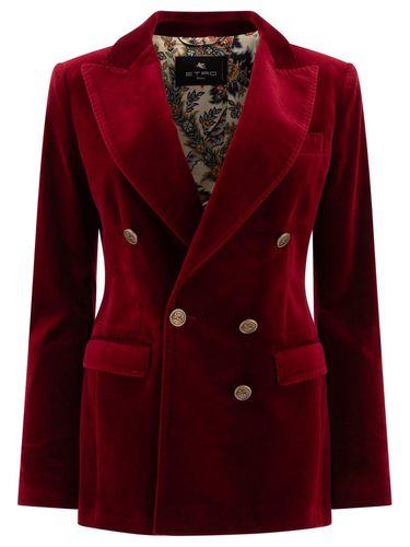 Etro Double-breasted Velvet Blazer - Etro - Modalova