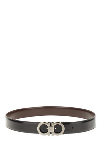 Black Leather Reversible Belt - Ferragamo - Modalova