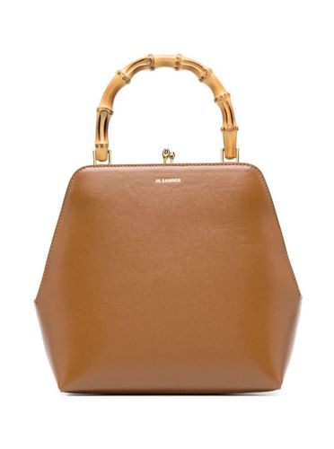 Brown Goji Square Handbag With Bamboo Handle In Leather Woman - Jil Sander - Modalova