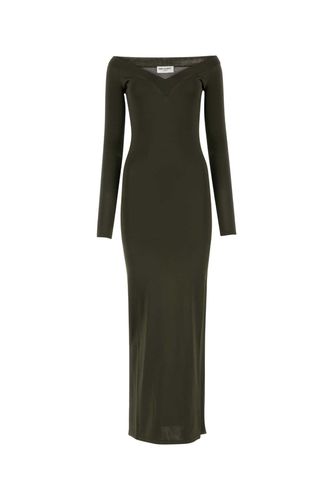 Khaki Viscose Blend Long Dress - Saint Laurent - Modalova