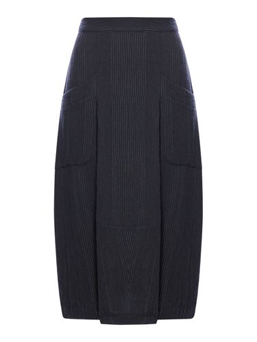 Bombé Skirt In Embossed Pinstripe Wool Blend - Transit - Modalova