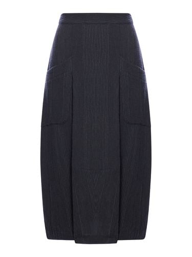 Bombé Skirt In Embossed Pinstripe Wool Blend - Transit - Modalova