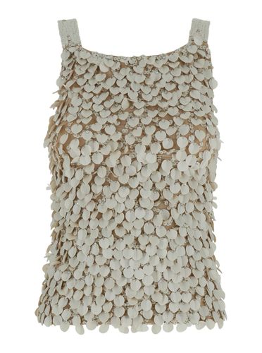 Parosh Beige Sequin Top - Parosh - Modalova