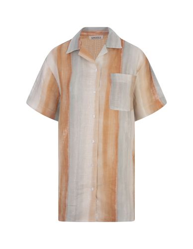 Amotea Coral Shirt In Printed Linen - Amotea - Modalova