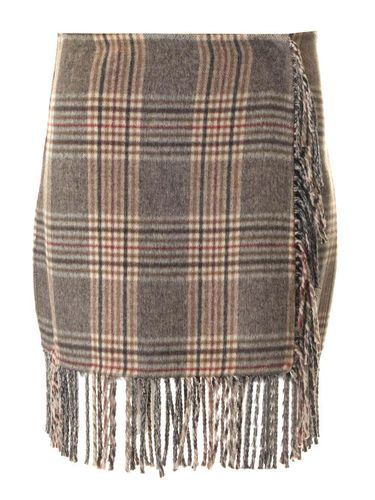 Parosh Checked Fringed Midi Skirt - Parosh - Modalova