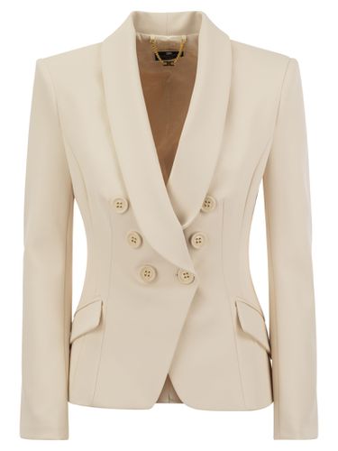 Double-breasted Crepe Jacket With Shawl Lapels - Elisabetta Franchi - Modalova