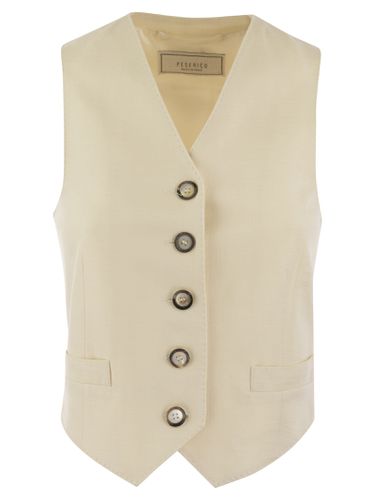 Single-breasted Waistcoat In Stretch Viscose-blend Canvas - Peserico - Modalova