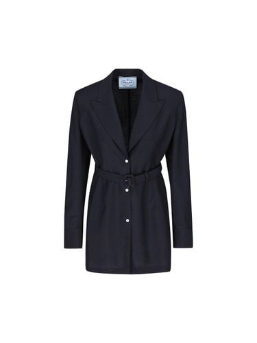 Single-breasted Belted Shirt Jacket - Prada - Modalova