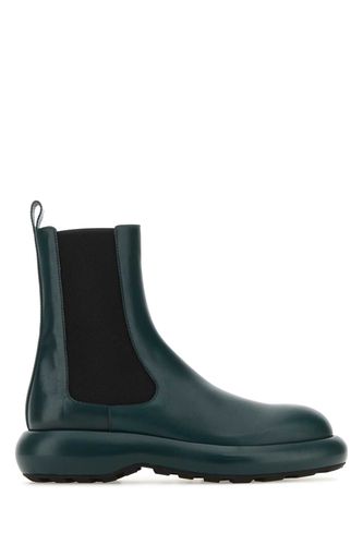 Bottle Green Leather Chelsea Ankle Boots - Jil Sander - Modalova