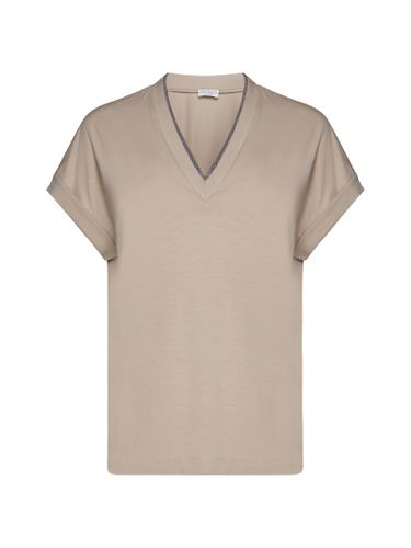 V-neck Embellished Top - Brunello Cucinelli - Modalova