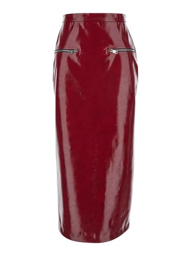 MSGM Rear Slit Zipped Shiny Skirt - MSGM - Modalova