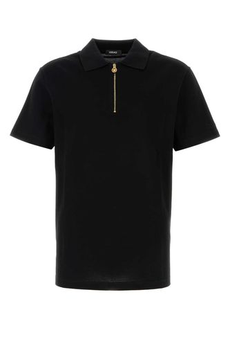 Versace Black Piquet Polo Shirt - Versace - Modalova