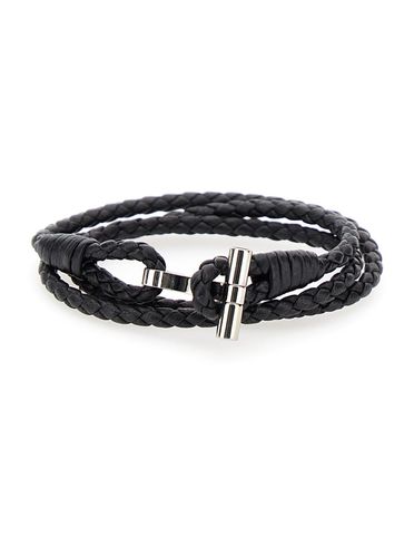 Bracelet With T Detail In Braided Leather Man - Tom Ford - Modalova