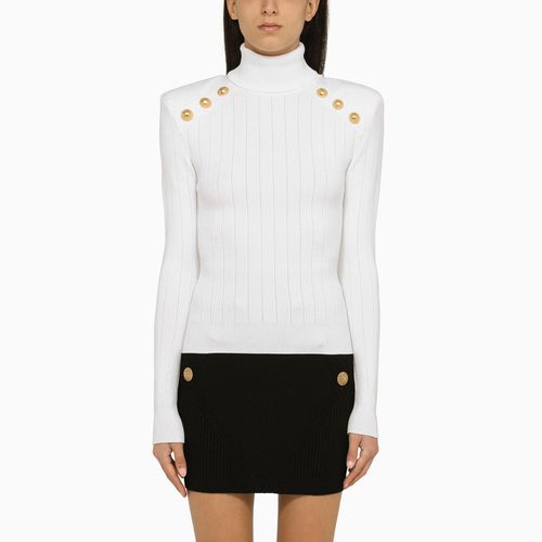 Balmain White Ribbed Turtleneck - Balmain - Modalova