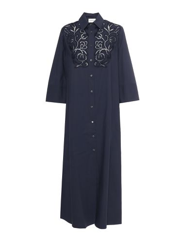 Shirt Dress With Openwork Lace - Parosh - Modalova