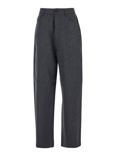 Pants With Belt Loops And Pinstripe Motif In Wool Woman - Fabiana Filippi - Modalova