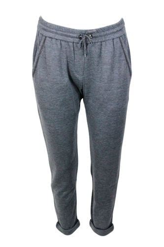 Jogging Trousers In Cotton And Silk With Monili On The Pockets - Brunello Cucinelli - Modalova