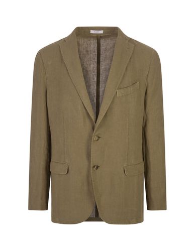 Khaki Linen Regular Fit Blazer - Boglioli - Modalova