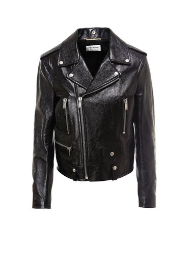 Classic Leather Biker Jacket - Saint Laurent - Modalova