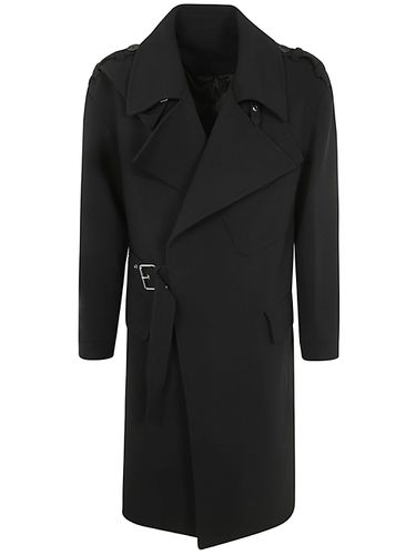 Double Wool Crepe Belted Trench Coat - Balmain - Modalova