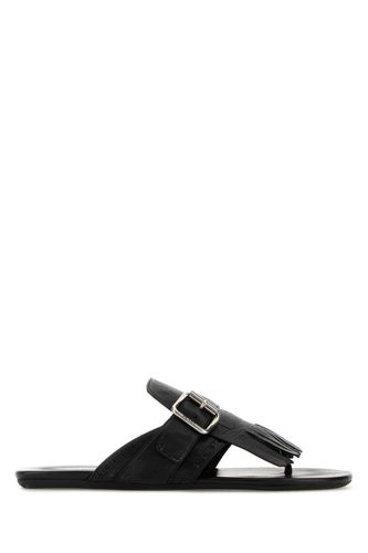 Black Leather Shuffle Thong Slippers - Prada - Modalova