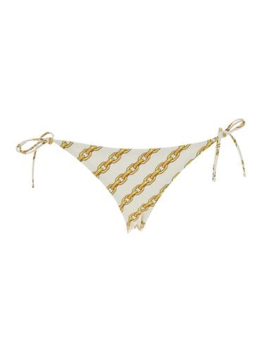 Bikini Bottom With Adjustable Tie Closure And All-over Chain Print In Tech Fabric Stretch Woman - Versace - Modalova