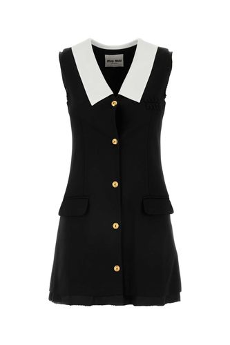 Black Stretch Wool Mini Dress - Miu Miu - Modalova