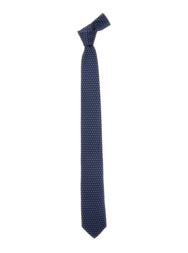 Tie With All-over Mini Logo Print In Silk Man - Ferragamo - Modalova