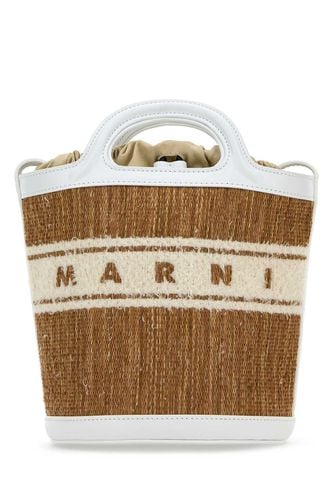 Two-tone Raffia And Leather Tropicalia Bucket Bag - Marni - Modalova