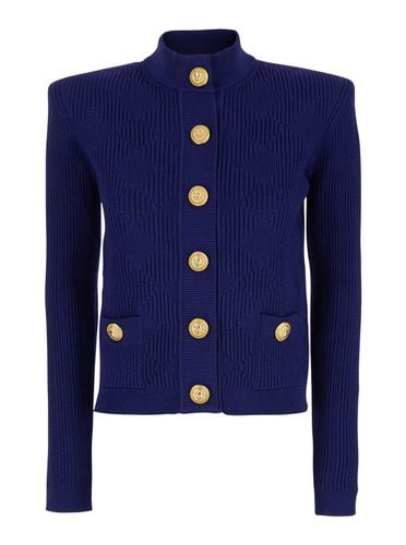 Cardigan With High Neck And Jewel Buttons In Viscose Blend Woman - Balmain - Modalova